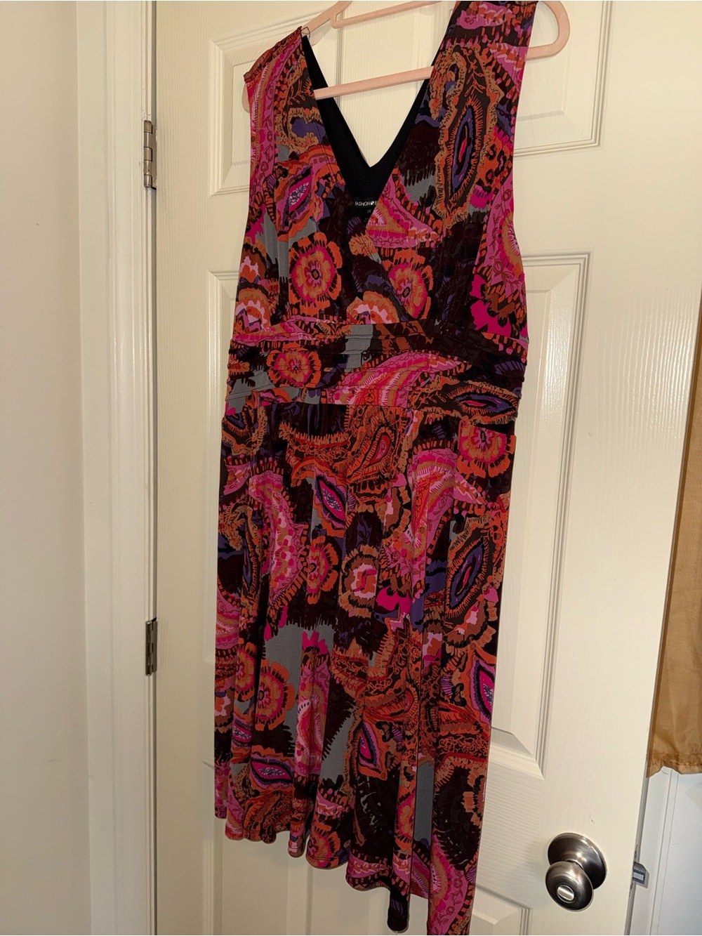 Fashion Bug Pink & Orange Paisley Midi Dress